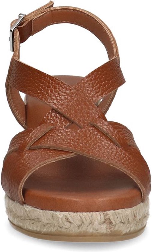 Manfield - Dames - Cognac leren sleehakken - Maat 36