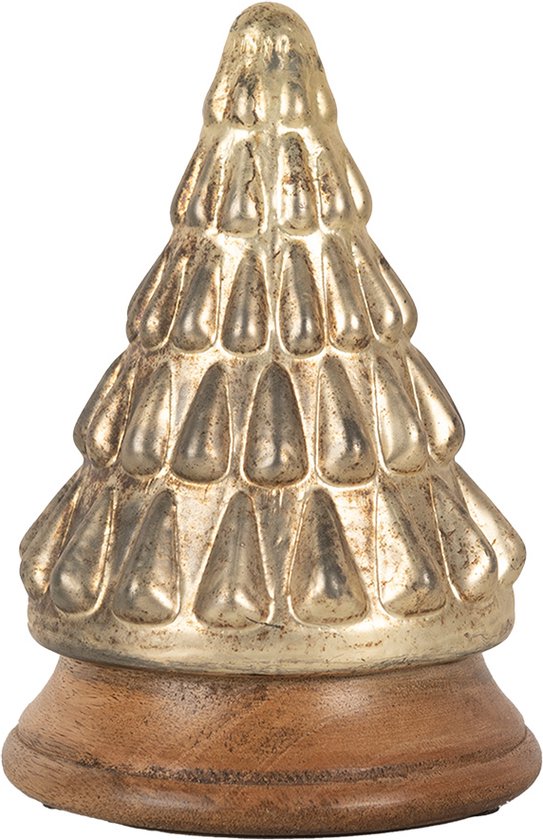 Clayre & Eef Kerstdecoratie Kerstboom Ø 13x19 cm Goudkleurig Glas