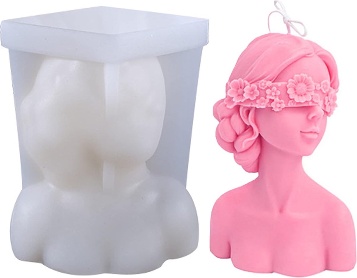 Kaarsvorm van siliconen 3D vrouw met gesloten ogen kaarsvorm siliconen lichaam kaarsen siliconen vormen doe-het-zelf siliconen kaarsen maken voor het maken van geurkaars (B