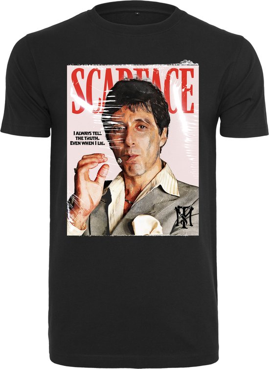 Urban Classics Mens Tshirt - XS- Scarface Magazine Cover Zwart