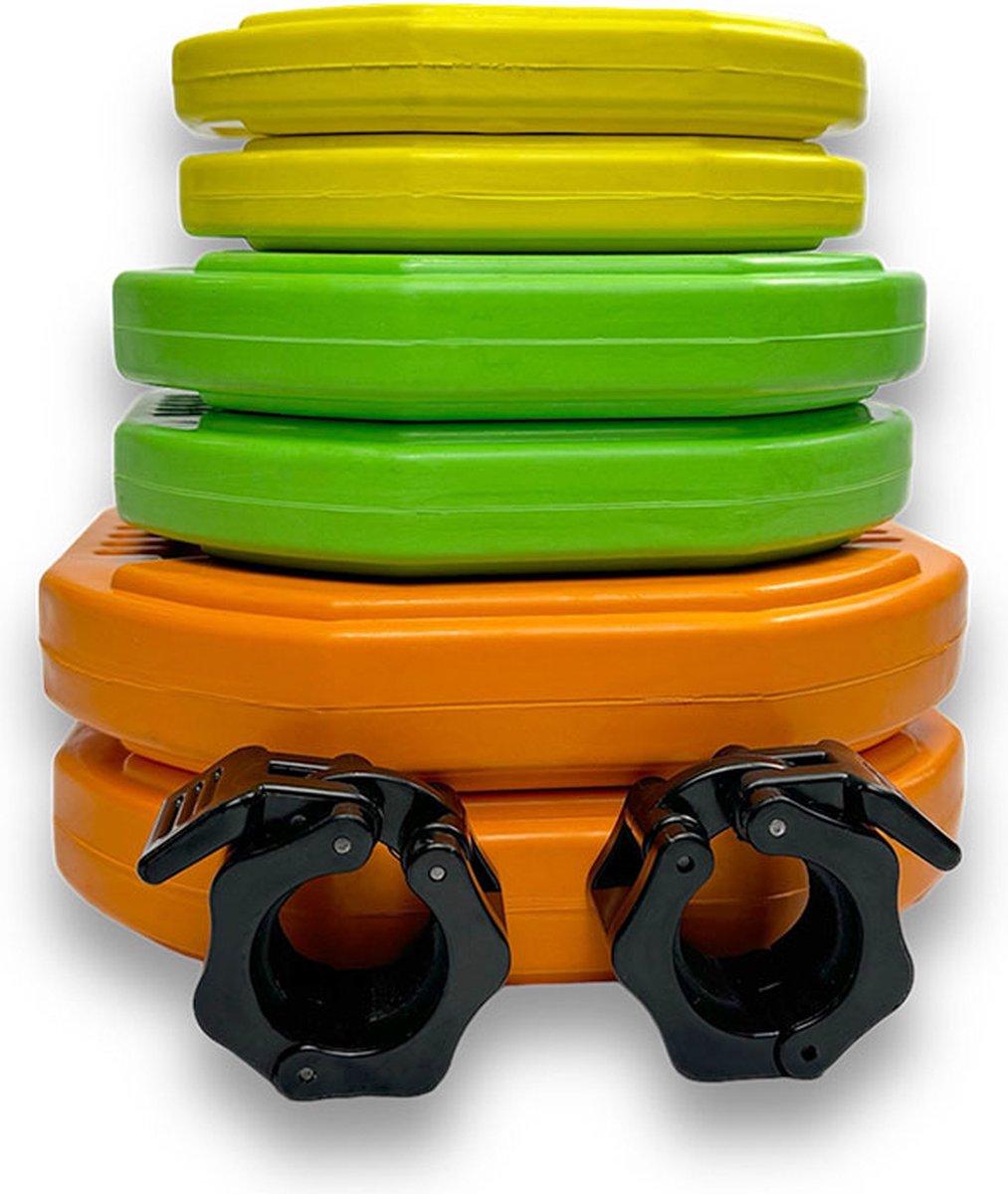 KRAKEN Aerobic Pump Set 20 KG - Bodypump Halterset met Stang 140 cm en Rubber DualGrip Schijven - 2x5 kg, 2x2,5 kg en 2x1,25 kg Inbegrepen - Stangdiameter 30 mm - 2 Halter Klemmen Inbegrepen - Aerobic Pump, Club Power, Krachttraining en Home Gym thumbnail 8