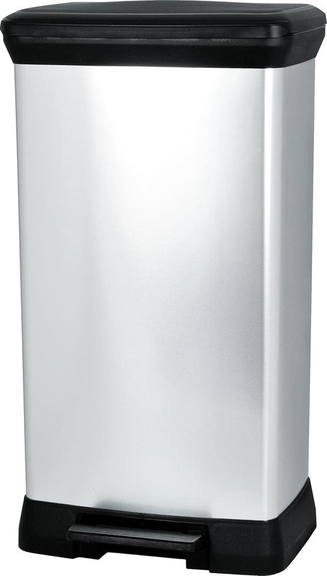 Curver Deco Pedaal Bin - 50L - Zilver Metallic aanbiedingen | actuele