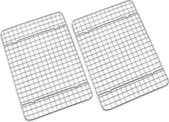 Lot De 3 Grilles De Refroidissement Empilables Pour Pâtisseries - 40 X 25 Cm, Acier Inoxydable Noir Antiadhésif
