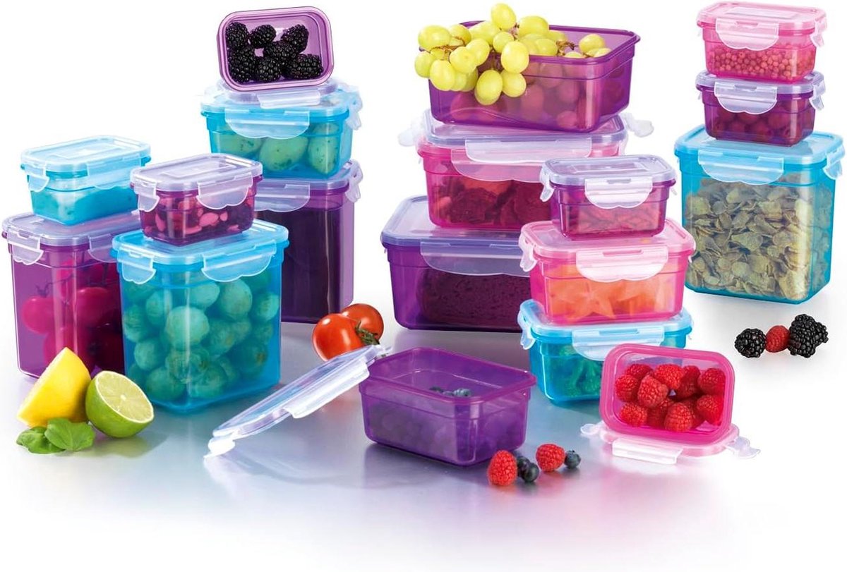 GOURMETmaxx Klick-it bewaardozen set van 18 - BPA-vrij - vaatwasser- magnetron- vriezerbestendig - siliconen afdichting - 4-weg kliksluiting