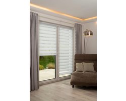 Dubbel rolgordijn Madrid zonder boren - wit - 85 x 200 cm - K-home 517667-35