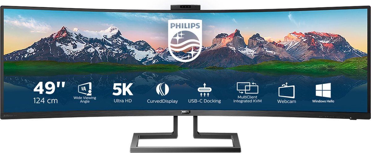 Philips 499P9H - UltraWide Dual QHD Curved USB-C VA Monitor - 49 inch