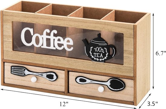 Houten Koffiebar Organizer Koffiebar Accessoires Hout Koffiestation Organizer Al