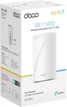 Verpakking van de Deco BE11000 Whole Home Mesh WiFi 7 Unit met afbeelding van de router.