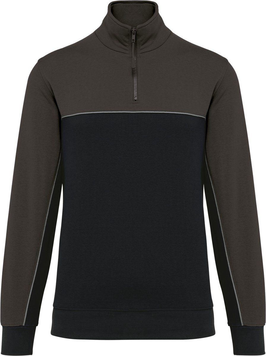 WK. Designed To Work Ecologische uniseks sweater met ritskraag WK404 - Black / Dark Grey - XXL