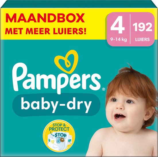 Foto: Pampers baby dry maat 4 maandbox 192 stuks 9 14 kg