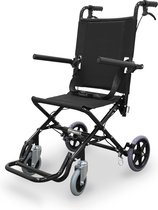 WELLCORE Opvouwbare transportrolstoel, aluminium, licht, compact, remhendelremmen, veiligheidsgordel, inklapbare voetensteun, inklapbare armleuningen, zwart