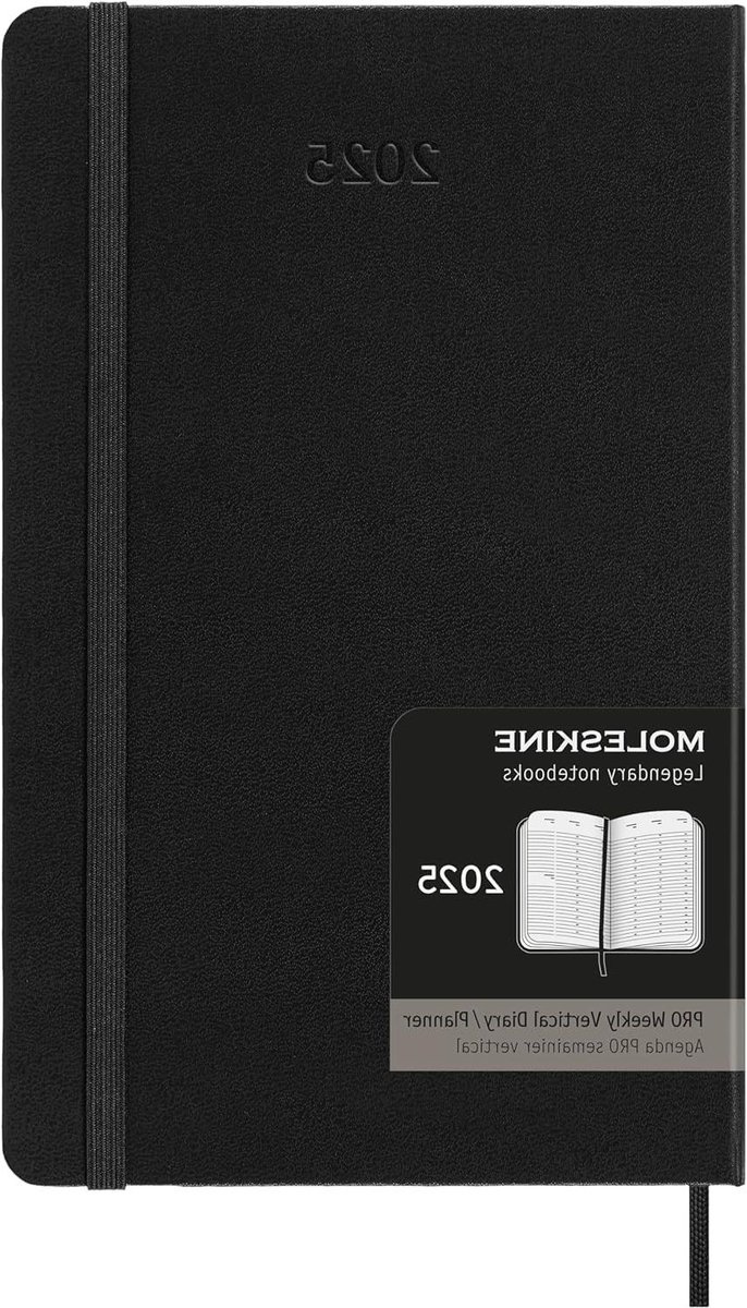 Weekplanner Vertical Pro 12 maanden agenda 2025 - harde kaft - elastische sluiting - zwart - groot formaat - 13x21 cm - Moleskin Planner
