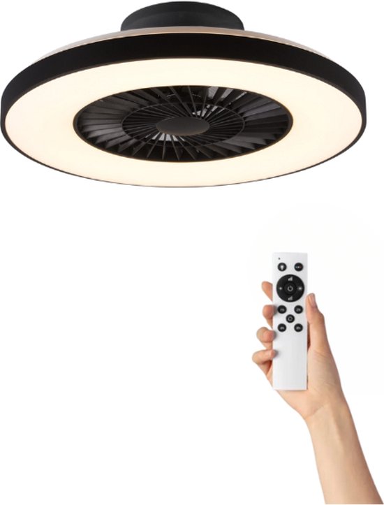 Plafondventilator met LED verlichting – zwart – incl. afstandsbediening