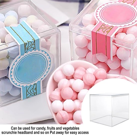 Xishoyen 10 stuks acryldozen, transparante acryl kubusdoos, 5,5 x 5,5 x 5,5 cm, geschenkdoos, doorzichtig, kleine acryl doos met deksel voor sieraden, vitrine, opslag, snoep