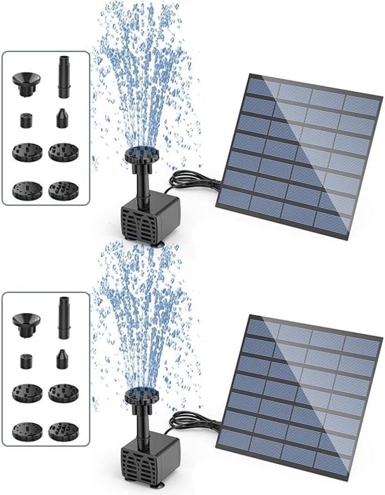 AISITIN Verbeterde fonteinpomp op zonne-energie, 3,5 W, met batterij, verschillende sproeieffecten, tuinfontein met donkergroen glas voor de tuin AISITIN Verbeterde fonteinpomp op zonne-energie, 3,5 W, met batterij, verschillende sproeieffecten, tuinfontein met donkergroen glas voor de tuin