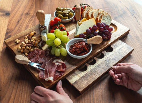 VOUNEDA Luxe Houten Kaasserveerplank, Charcuterie Board, Verhoogde
