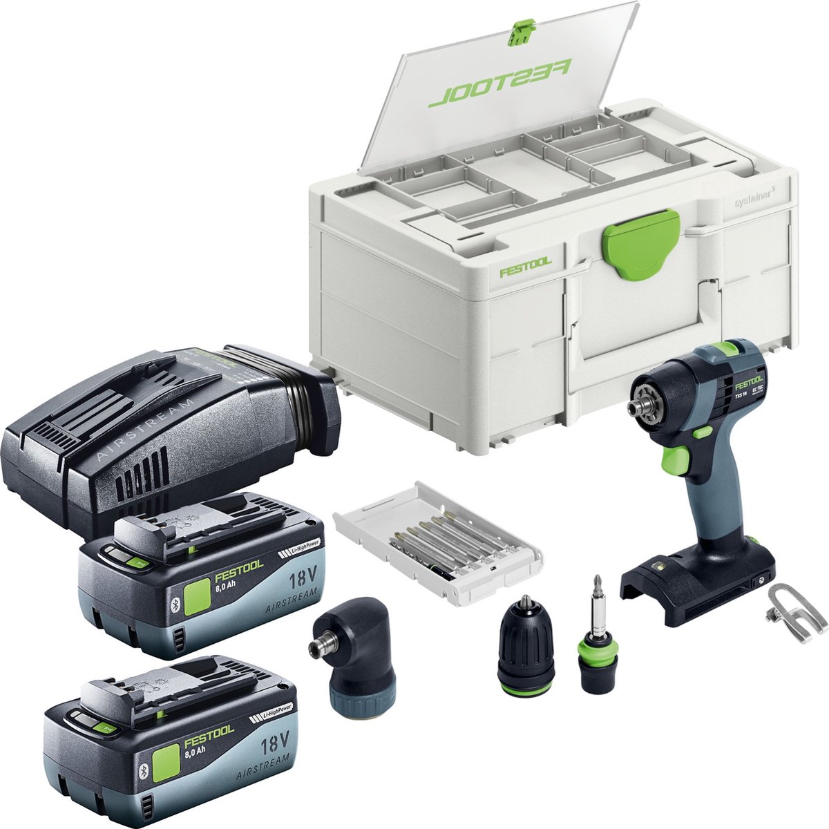 Festool TXS 18-basisset accuboormachine 18 V 40 Nm borstelloos + 2x accu 8,0 Ah + snellader + Systainer