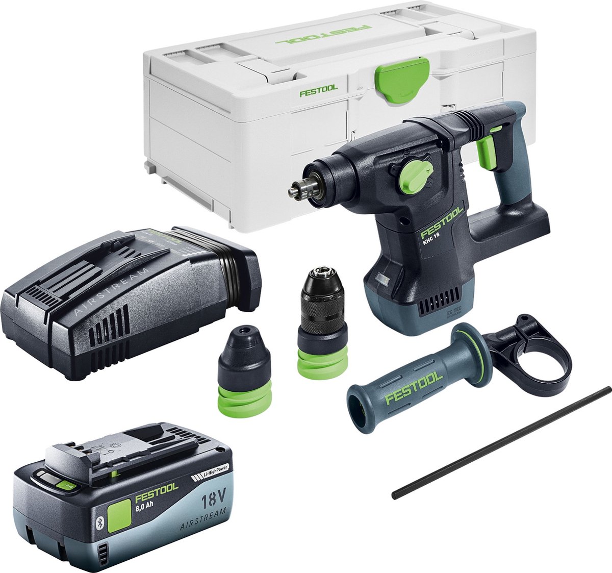 Festool KHC 18 EB-Basic accu combihamer 18 V 2,6 J SDS-Plus Brushless + 1x accu 8,0 Ah + snellader + Systainer