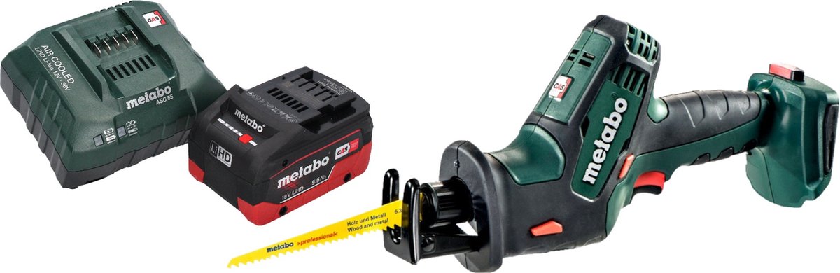Metabo SSE 18 LTX Compact accu reciprozaag sabelszaag 18 V 13 mm + 1x LiHD accu 5,5 Ah + oplader