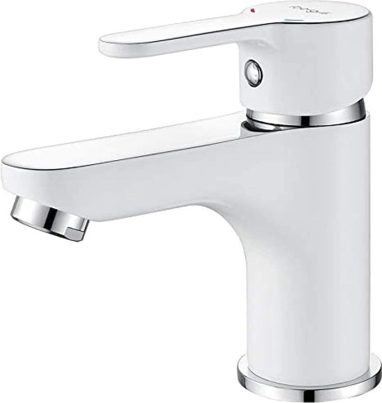 Robinet Lavabo Eau Froide Acier Inoxydable - Mitigeur Simple, Tuyau 80cm - Pour Salle De Bain, WC Invité