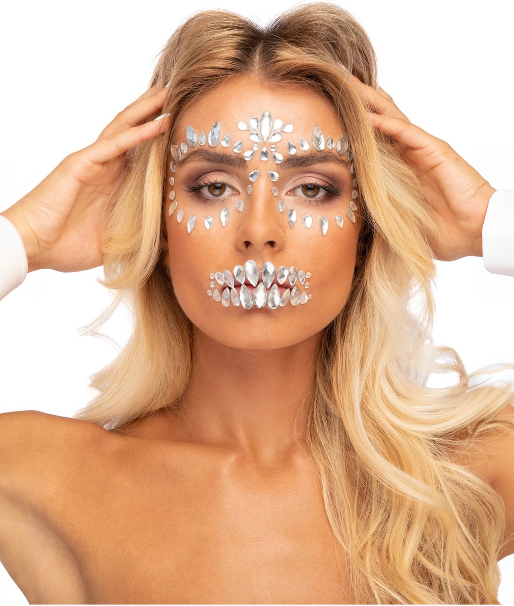 Moon Creations - Moon Terror - Sugar Skull Gezicht Diamanten Sticker - Wit