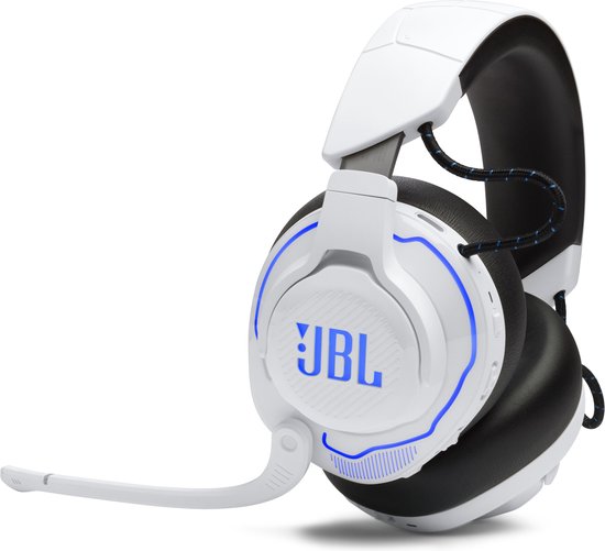 JBL Quantum 910P Wit/ Blauw - Casque de Gaming pour PlayStation - Sans fil - Bluetooth/ USB 2,4 GHz - Over-ear - PS4/PS5, PC & Nintendo Switch
