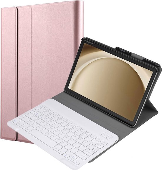 Foto: Hoes met toetsenbord geschikt voor samsung galaxy tab a9 plus hoes rose goud toetsenbord hoesje bluetooth keyboard