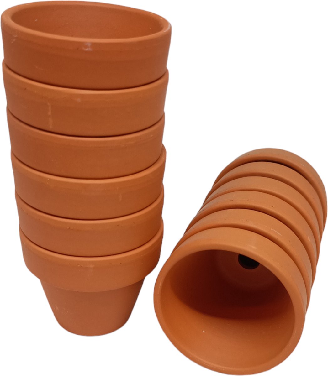 Ferrarium Stenen terracotta potjes 5cm Ø 12 stuks - terracotta kweekpotjes - kweekpotjes terracotta - stenen potjes