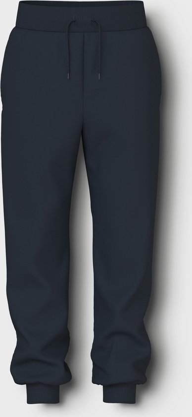 Donkerblauwe joggingbroek met koord en elastische boorden.