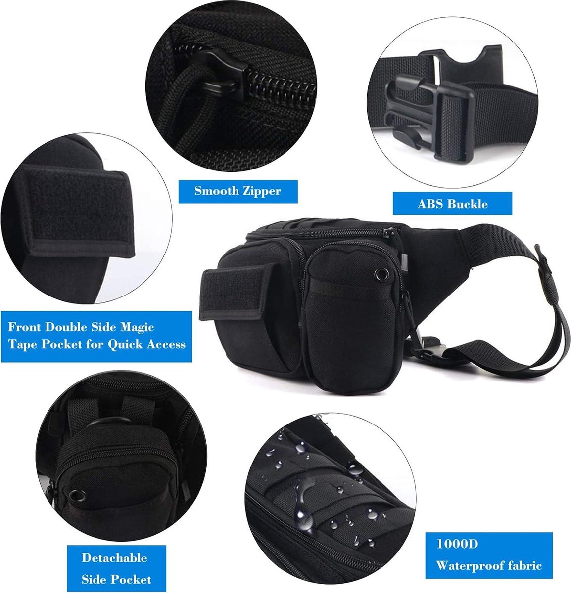 Vertx S.O.C.P. Sac Banane Tactique, Pour Port Dissimulé, Unisexe, Pour, Voyage, Travail, Noir