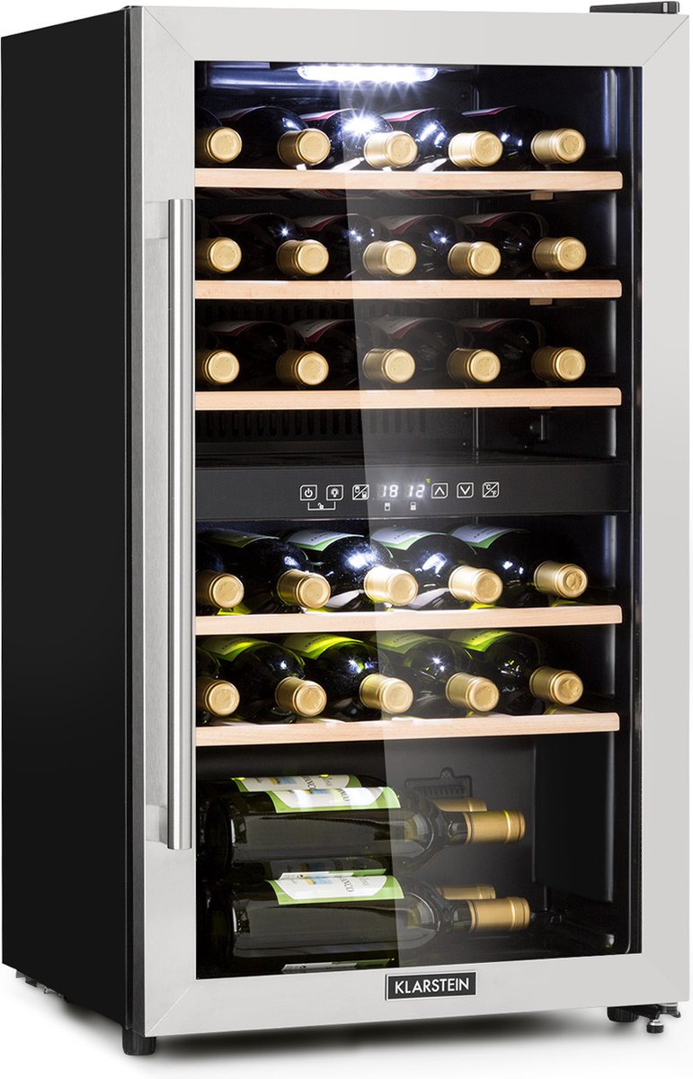 Klarstein Vinamour 29 Duo wijnkoelkast - Plek voor 29 flessen - Met 2 zones - Inhoud 80 liter - 5-22 °C - Met glazen panoramadeur - Klarstein - €451,99