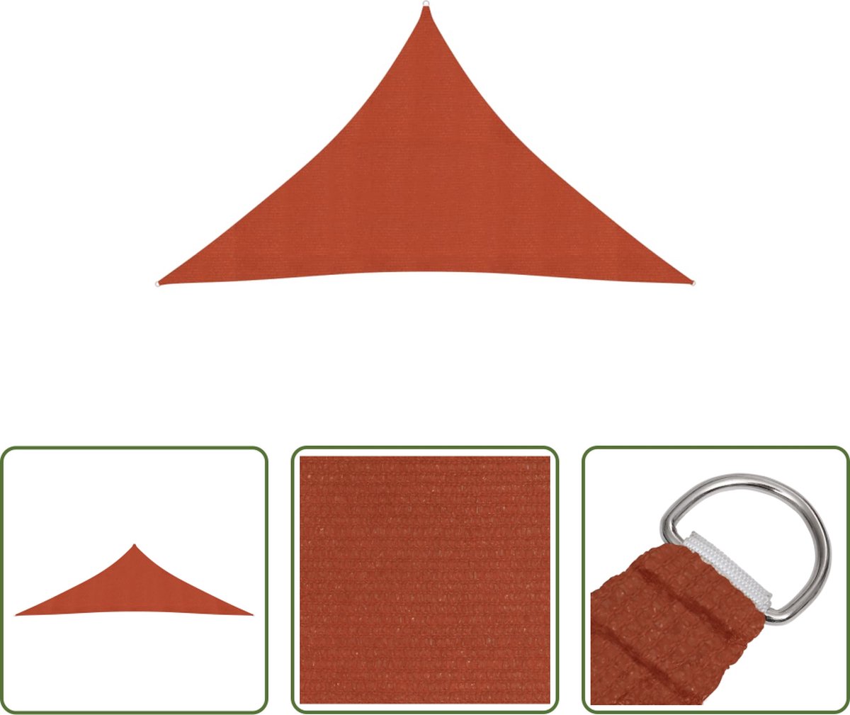 The Living Store 160 g/m² HDPE zonnezeil in terracottakleurig, 3,5x3,5x4,9 m. Zorgt voor schaduw in de tuin.