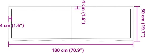 Plateau de table en chêne Massief The Living Store - 180 x 50 x 6 cm - Gris foncé