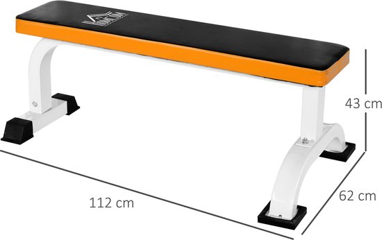HOMCOM-Hantelbank-Stahl, PVC, Schaumstoff-L112x B62 x H43 cm-Schwarz+Weiß+Orange