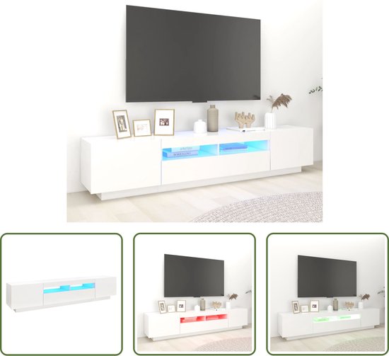 Foto: The living store tv meubel hifi 200 x 35 x 40 cm met rgb led verlichting