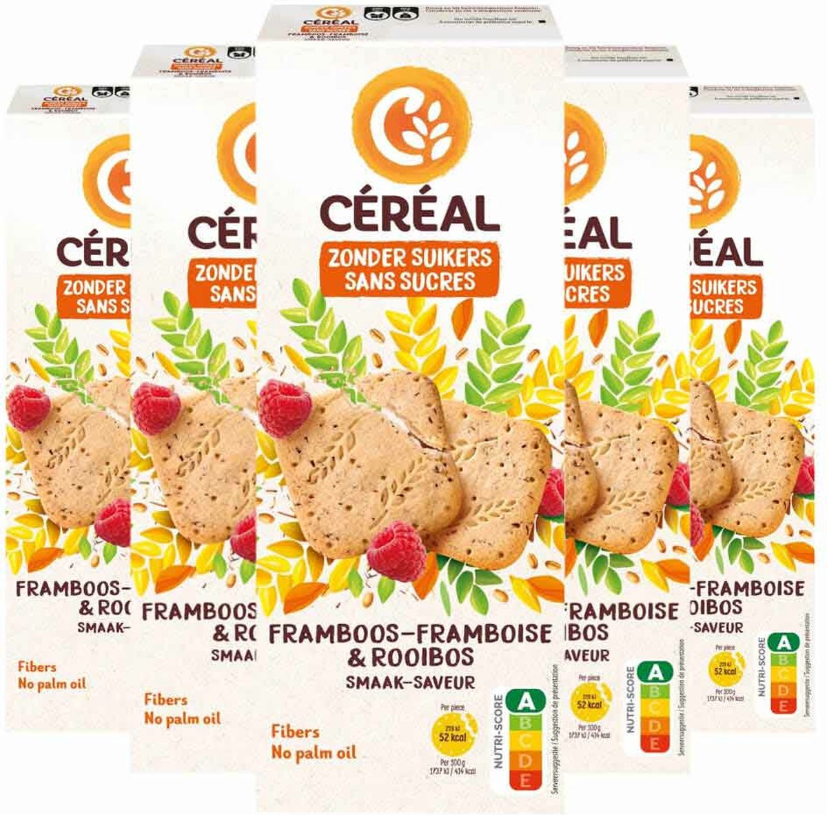 Céréal Koekjes Framboos Rooibos - 5 x 150 gr - Voordeelverpakking