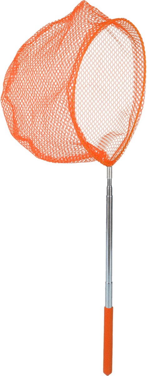 Sunnydays Telescopisch visnet/schepnetje - oranje - metaal - uitschuifbaar van 38 tot 86 cm
