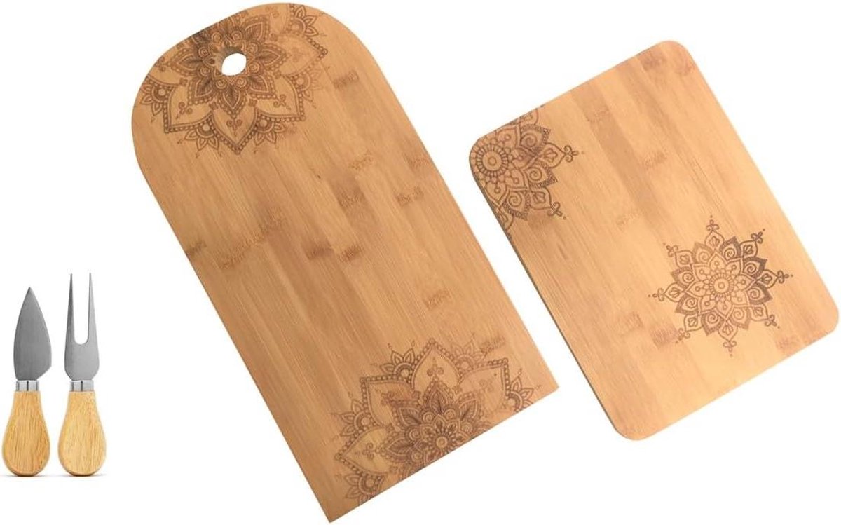 Serving Board Bamboo Cheese Board - Double Pack Chopping Board