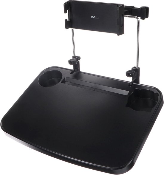 Agrdeed Tafel achterbank passagierstafel, draagbare tafel met bekerhouder en telefoonhouder inklapbaar, telescopisch, belastbaar tot 15-20 kg