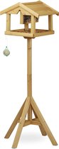Bol.com Vogelhuisje staand op paal onbehandeld hout bouwpakket - Groot vogelvoederhuisje voor tuin - HBD 117 x 50 x 50 cm - Brui... aanbieding