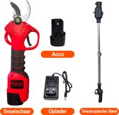 Kibani Telescopische Accu Takkenschaar - Met extra uitschuifbare steel - Elektrische Snoeischaar - Bloemenschaar - Klein - Op Accu - 28 mm