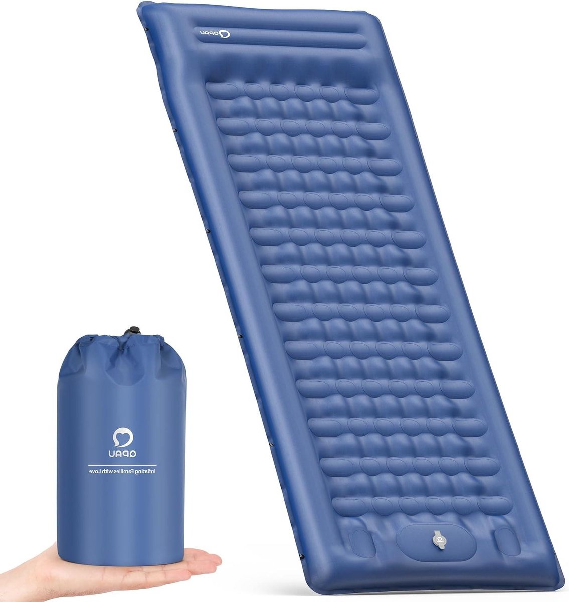 Slaapmat - 10 cm extra dikke kampeer matras 176 x 76 cm - verbeterde ondersteuning met ingebouwde voetpomp - blauw