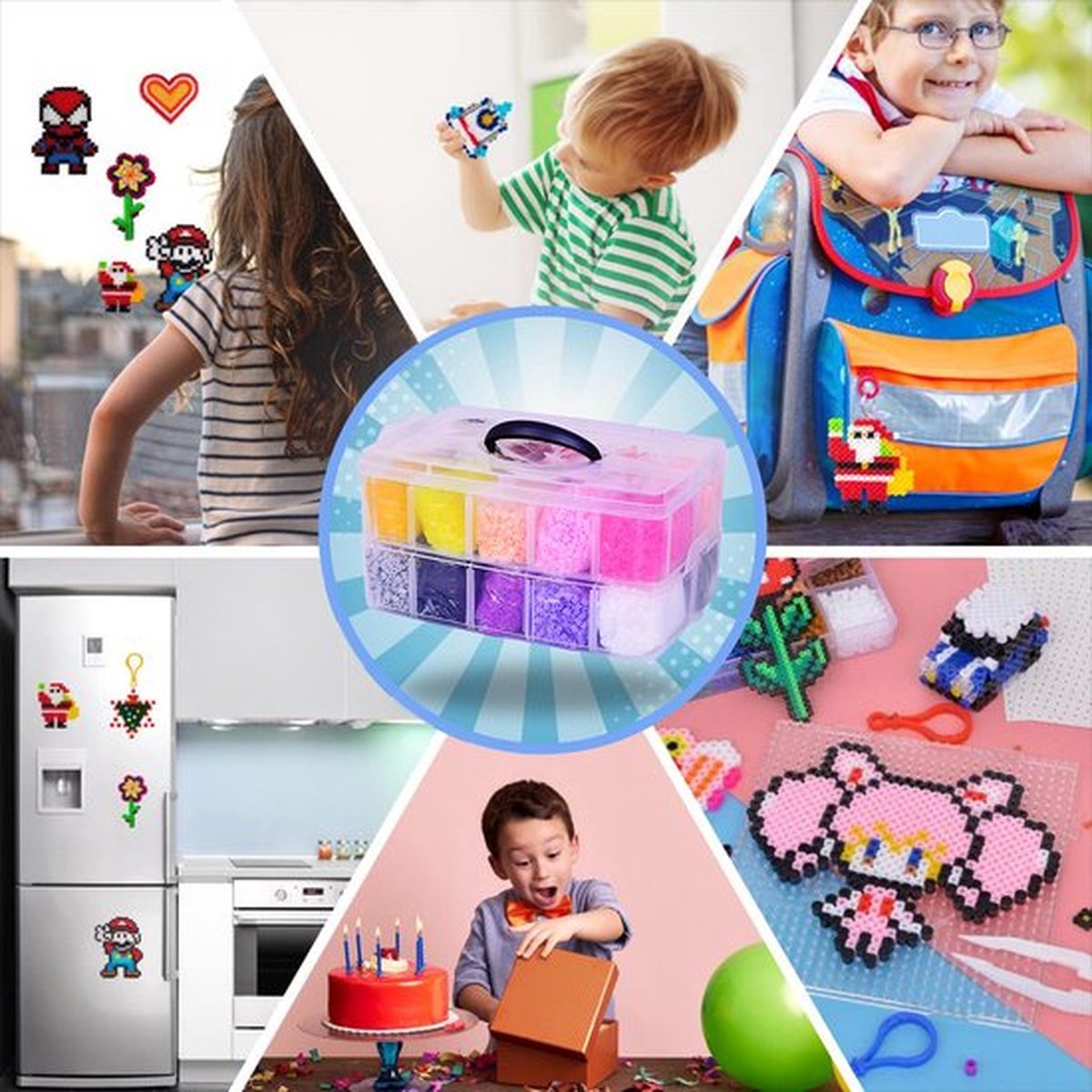 CosmoToys® Strijkkralen - Incl. Grondplaten & Voorbeeldenboekje - Creatief Speelgoed - Knutselkoffer - Speelgoed 5 Jaar - 23.000 Stuks - 23 Kleuren — afbeelding 5
