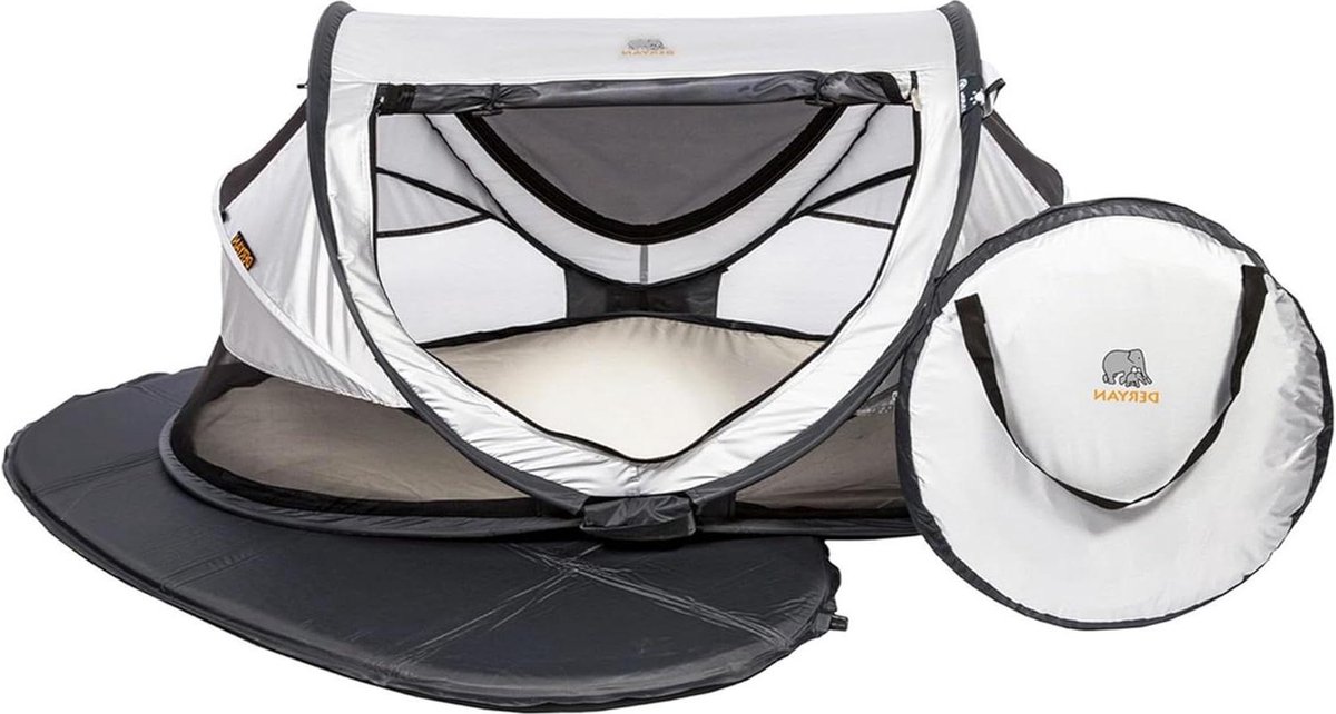 Bol.com Baby Luxe reisbed met matras - vanaf geboorte tot 45 jaar - Pop Up babybed babytent - incl. klamboe & reistas - zilver -... aanbieding