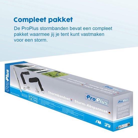 ProPlus Stormbandenset - 3 M - Met snelsluiting 50 cm- Stormlijnset - Tent Stormkit - Caravan- en camperluifels - Voortenten - Compleet pakket - Incl. stormharingen & veer van ProPlus — afbeelding 3