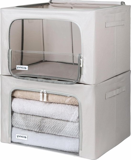 4CONVY Starre opvouwbare kledingopbergbox met ritssluiting, metalen