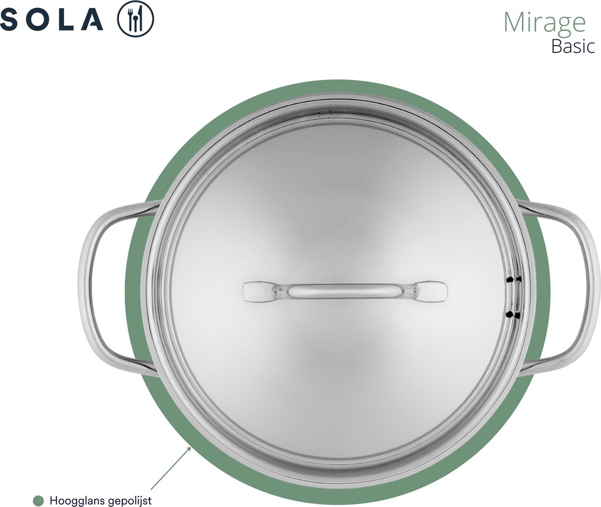 Sola - Pannenset - Mirage - 4 delig - 16,16,18,20 cm - Zilver - RVS - Sandwichbodem