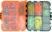 Fish-Xpro Kit de pêche aux carnassiers - 205 pièces - Leurres - Leurres souples - Poids de pêche - Hameçons - Presse-étoupes - Bouchons de ligne - avec Tacklebox - Poissons carnassiers - Sandre