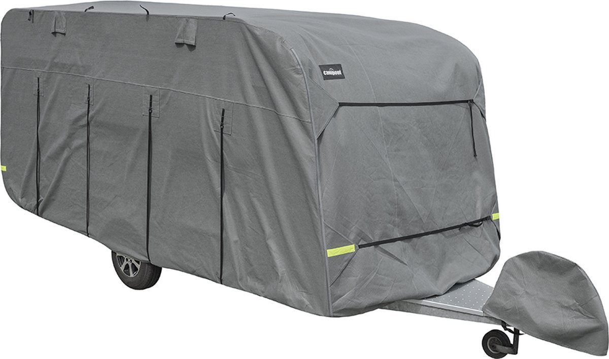 Campout Caravanhoes - 640 - 701 x 235 cm - Caravan beschermhoezen - Camperhoezen - Waterdicht en UV-bestendig - 4-laags SFS-stof, 160g/m² - YKK ritsen - Met 4 spanbanden - Inclusief opbergtas