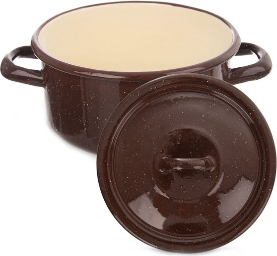 Karl Krüger - Emaillierter Allzwecktopf Dekor Koch, 14 l